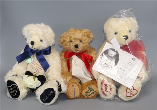 Three Compton Woodhouse bears: First Ever Hormann / Hummel and ornament, Queen of Hearts and Princess